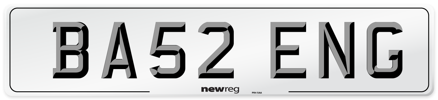 BA52 ENG Number Plate from New Reg